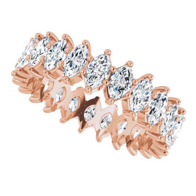 14K Gold Marquise Lab-Grown Diamond Shared-Prong Eternity Band – 4.5x2.5 mm Stones - Rose Gold - view 5