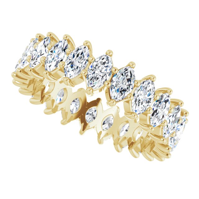 14K Gold Marquise Lab-Grown Diamond Shared-Prong Eternity Band – 4.5x2.5 mm Stones - Yellow Gold - view 5