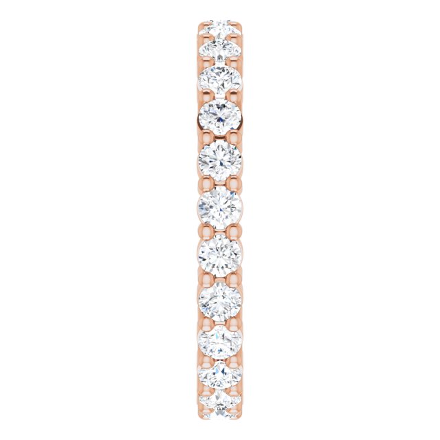 10K Gold Round Natural Diamond Shared-Prong Eternity Band – 2.25 mm Stones - Rose Gold - view 4
