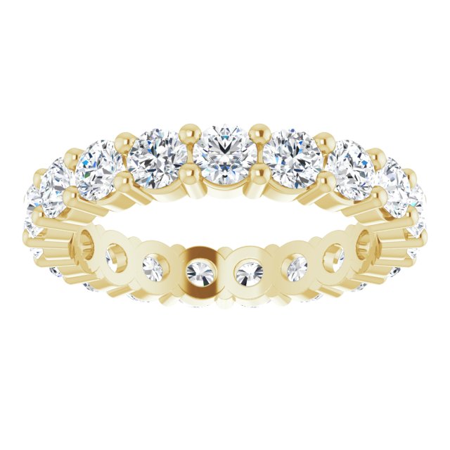 14K Gold Round Lab-Grown Diamond Shared-Prong Eternity Band – 3.2 mm Stones - Yellow Gold - view 3