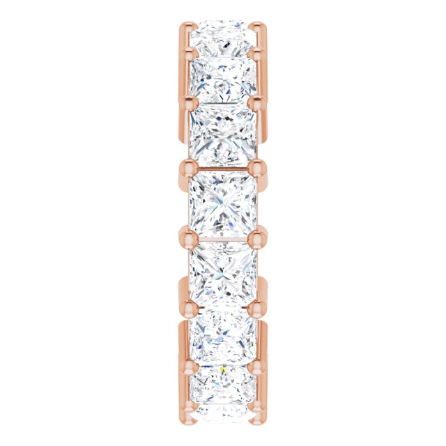 10K Gold Square Lab-Grown Diamond Shared-Prong Eternity Band – 4x4 mm Stones - Rose Gold - view 4