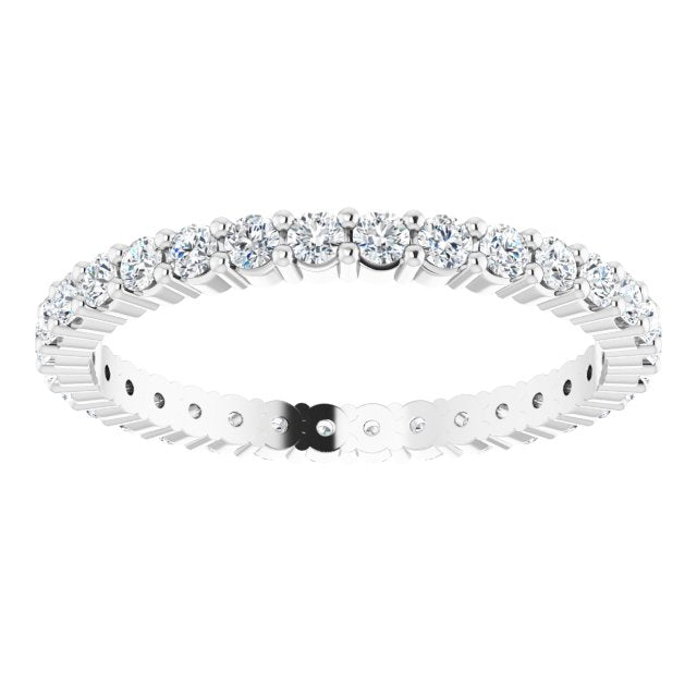 10K Gold Round Lab-Grown Diamond Shared-Prong Eternity Band – 1.75 mm Stones - White Gold - view 3