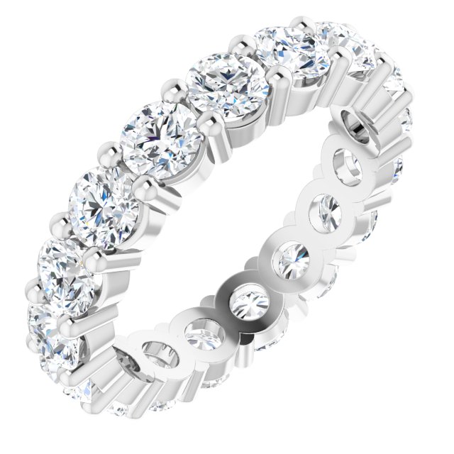 10K Gold Round Lab-Grown Diamond Shared-Prong Eternity Band – 3.75 mm Stones - White Gold