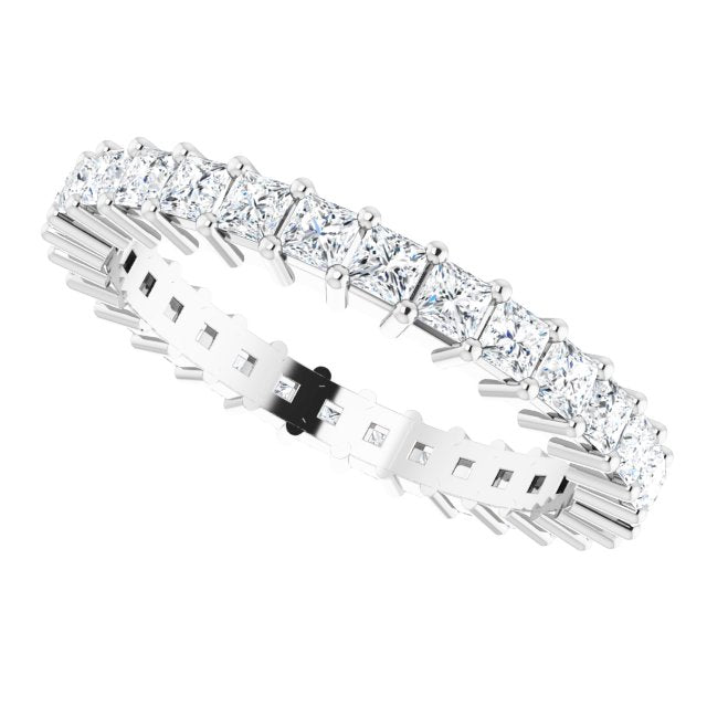 10K Gold Square Natural Diamond Shared-Prong Eternity Band – 2x2 mm Stones - White Gold - view 5