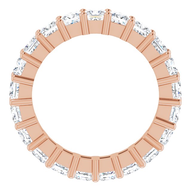 10K Gold Square Natural Diamond Shared-Prong Eternity Band – 3x3 mm Stones - Rose Gold - view 2