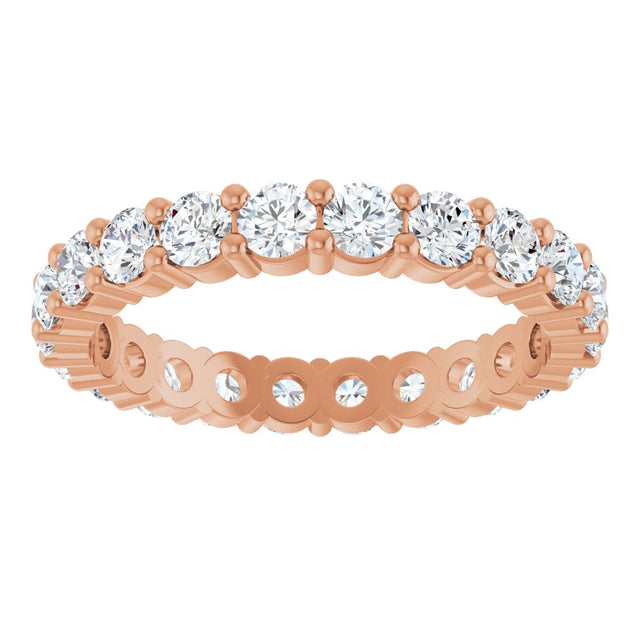 10K Gold Round Natural Diamond Shared-Prong Eternity Band – 2.75 mm Stones - Rose Gold - view 3
