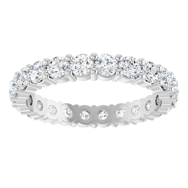 10K Gold Round Lab-Grown Diamond Shared-Prong Eternity Band – 2.75 mm Stones - White Gold - view 3