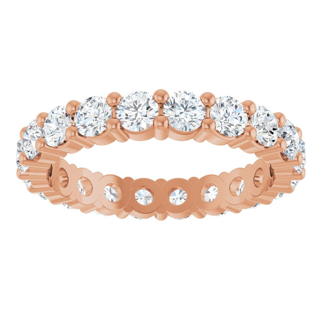 10K Gold Round Lab-Grown Diamond Shared-Prong Eternity Band – 3 mm Stones - Rose Gold - view 3