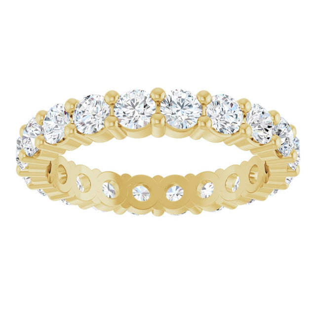 14K Gold Round Lab-Grown Diamond Shared-Prong Eternity Band – 3 mm Stones (1 3/4–2 1/3 CTW) - Yellow Gold - view 3