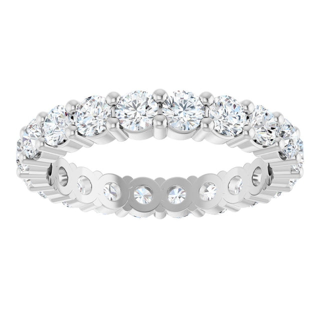10K Gold Round Lab-Grown Diamond Shared-Prong Eternity Band – 3 mm Stones - White Gold - view 3
