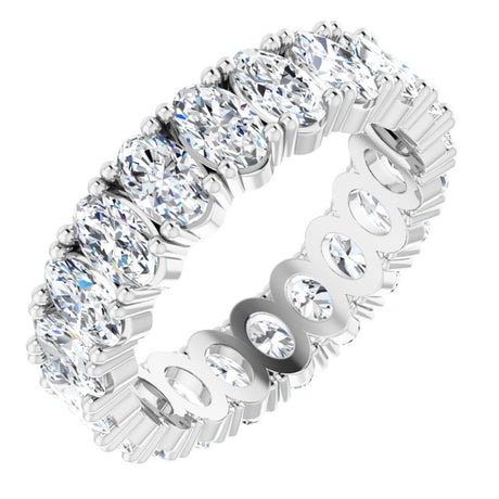 10K Gold Oval Lab-Grown Diamond Shared-Prong Eternity Band – 5x3 mm Stones - White Gold