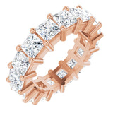 14K Gold Square Lab-Grown Diamond Shared-Prong Eternity Band – 4x4 mm Stones - Rose Gold