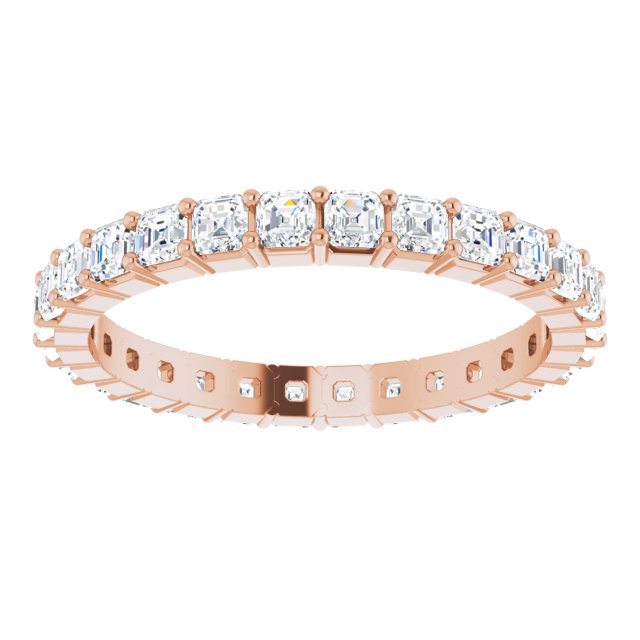 14K Gold Asscher Lab-Grown Diamond Shared-Prong Eternity Band – 2x2 mm Stones - Rose Gold - view 3
