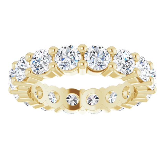 14K Gold Round Lab-Grown Diamond Shared-Prong Eternity Band – 3.8 mm Stones - Yellow Gold - view 3