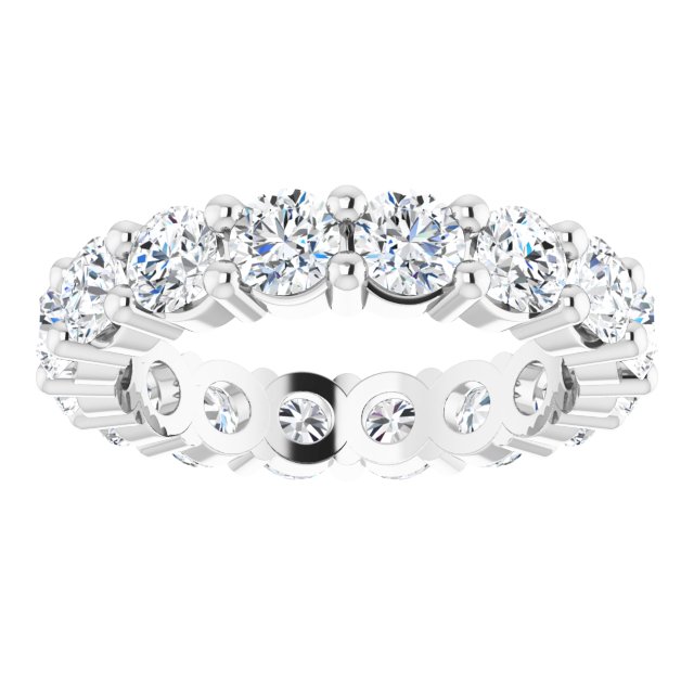 10K Gold Round Lab-Grown Diamond Shared-Prong Eternity Band – 3.8 mm Stones - White Gold - view 3