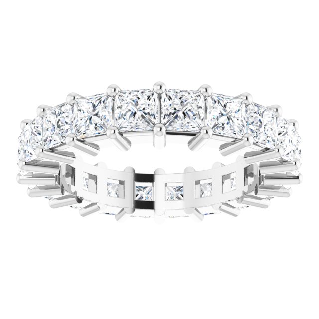 10K Gold Square Natural Diamond Shared-Prong Eternity Band – 3.25x3.25 mm Stones - White Gold - view 3