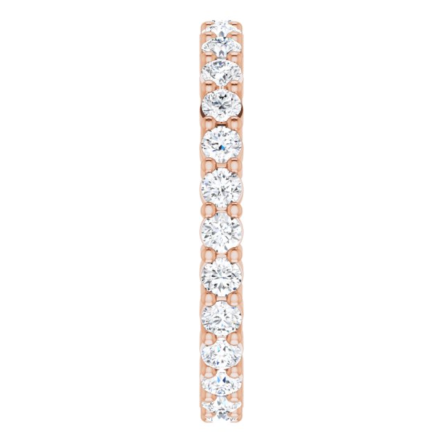 10K Gold Round Natural Diamond Shared-Prong Eternity Band – 2 mm Stones - Rose Gold - view 4