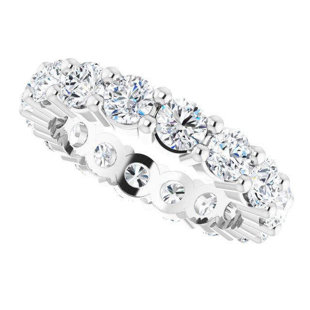 10K Gold Round Lab-Grown Diamond Shared-Prong Eternity Band – 3.8 mm Stones - White Gold - view 5