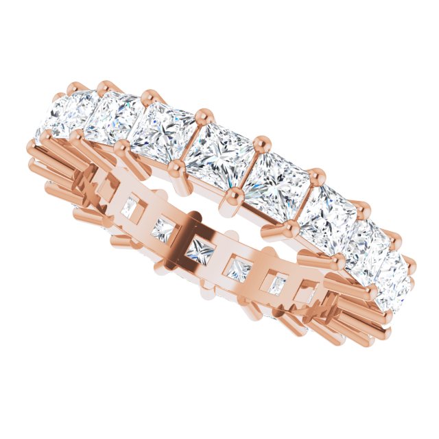 10K Gold Square Lab-Grown Diamond Shared-Prong Eternity Band – 3x3 mm Stones - Rose Gold - view 5