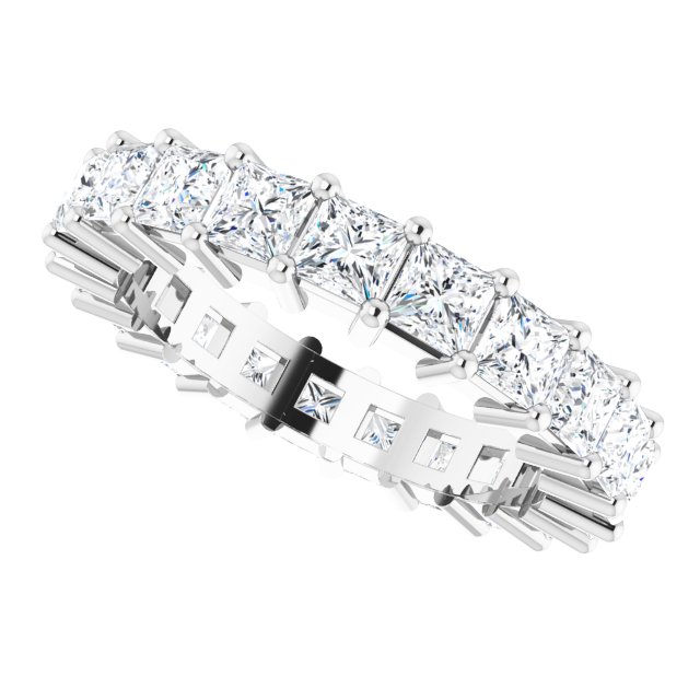 10K Gold Square Lab-Grown Diamond Shared-Prong Eternity Band – 3x3 mm Stones - White Gold - view 5