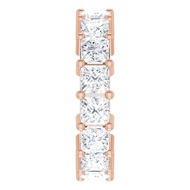 10K Gold Square Lab-Grown Diamond Shared-Prong Eternity Band – 4x4 mm Stones - Rose Gold - view 4