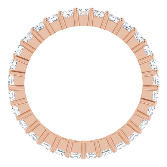 10K Gold Square Lab-Grown Diamond Shared-Prong Eternity Band – 2x2 mm Stones - Rose Gold - view 2