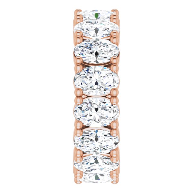 10K Gold Oval Natural Diamond Shared-Prong Eternity Band – 6x4 mm Stones - Rose Gold - view 4