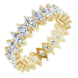 14K Gold Marquise Lab-Grown Diamond Shared-Prong Eternity Band – 4.5x2.5 mm Stones - Yellow Gold