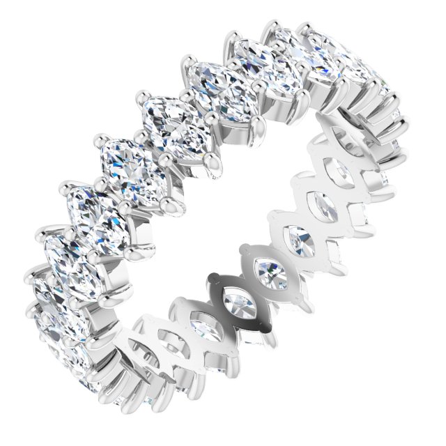 14K Gold Marquise Natural Diamond Shared-Prong Eternity Band – 4.5x2.5 mm Stones - White Gold