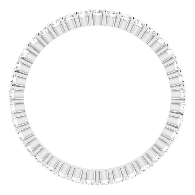 10K Gold Round Natural Diamond Shared-Prong Eternity Band – 1.5 mm Stones - White Gold - view 2