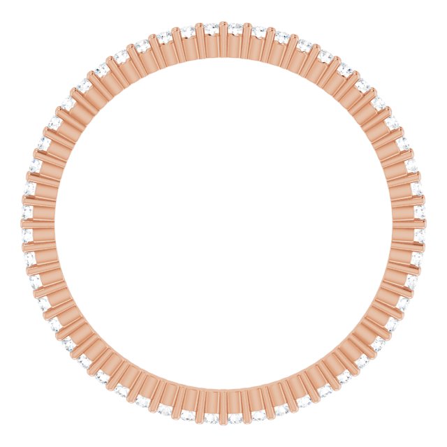 10K Gold Round Natural Diamond Shared-Prong Eternity Band – 1 mm Stones - Rose Gold - view 2