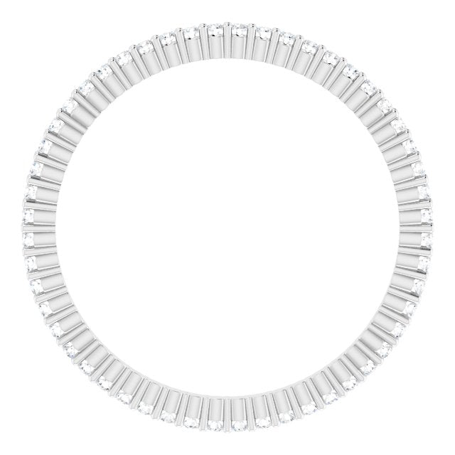 10K Gold Round Lab-Grown Diamond Shared-Prong Eternity Band – 1 mm Stones - White Gold - view 2