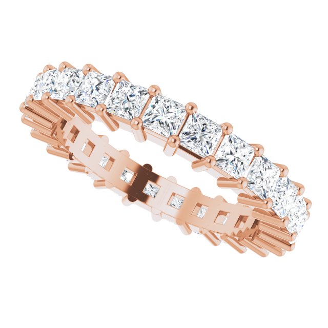 10K Gold Square Natural Diamond Shared-Prong Eternity Band – 2.5x2.5 mm Stones - Rose Gold - view 5
