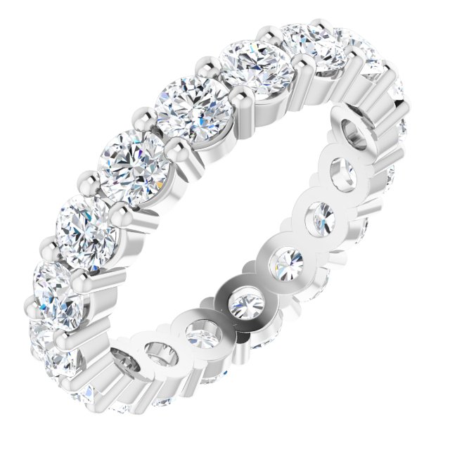 14K Gold Round Lab-Grown Diamond Shared-Prong Eternity Band – 3.4 mm Stones - White Gold