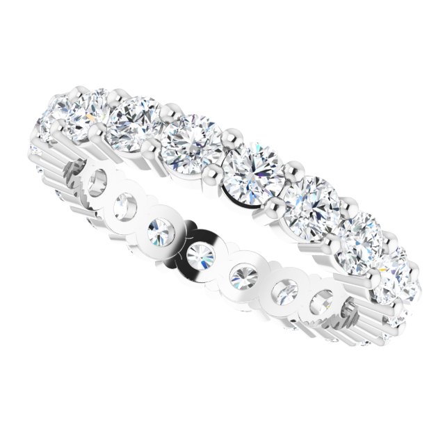 10K Gold Round Lab-Grown Diamond Shared-Prong Eternity Band – 3 mm Stones - White Gold - view 5
