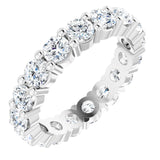 14K Gold Round Lab-Grown Diamond Shared-Prong Eternity Band – 3.5 mm Stones - White Gold