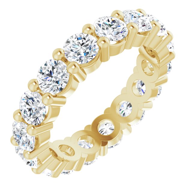 14K Gold Round Lab-Grown Diamond Shared-Prong Eternity Band – 3.8 mm Stones - Yellow Gold