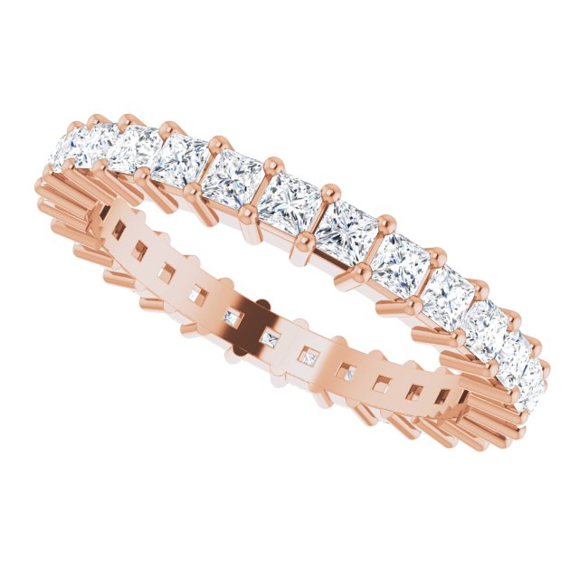 10K Gold Square Natural Diamond Shared-Prong Eternity Band – 2x2 mm Stones - Rose Gold - view 5