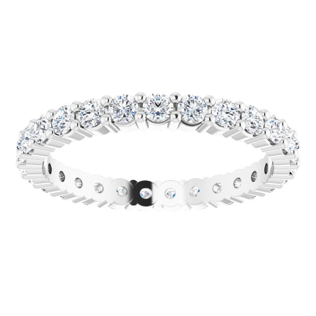 10K Gold Round Natural Diamond Shared-Prong Eternity Band – 2 mm Stones - White Gold - view 3