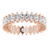14K Gold Marquise Natural Diamond Shared-Prong Eternity Band – 4x2 mm Stones - Rose Gold - view 3