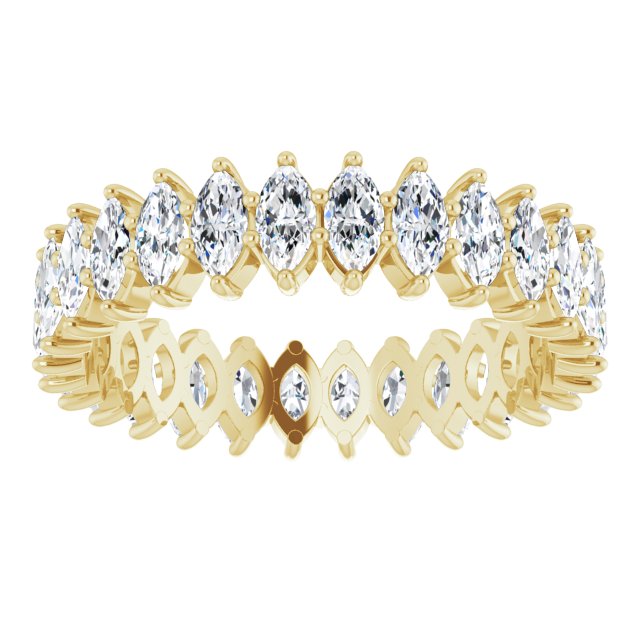 14K Gold Marquise Lab-Grown Diamond Shared-Prong Eternity Band – 4x2 mm Stones - Yellow Gold - view 3