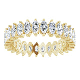 14K Gold Marquise Natural Diamond Shared-Prong Eternity Band – 4x2 mm Stones - Yellow Gold - view 3
