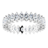 14K Gold Marquise Natural Diamond Shared-Prong Eternity Band – 4x2 mm Stones - White Gold - view 3