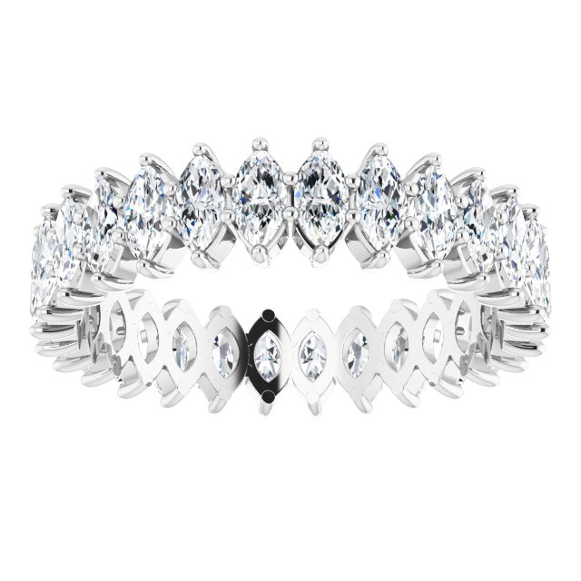 14K Gold Marquise Lab-Grown Diamond Shared-Prong Eternity Band – 4x2 mm Stones - White Gold - view 3