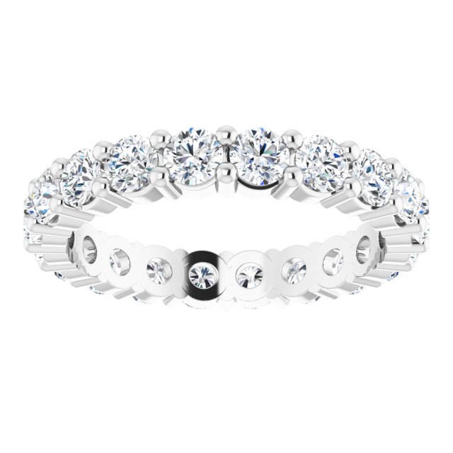 10K Gold Round Natural Diamond Shared-Prong Eternity Band – 3 mm Stones - White Gold - view 3