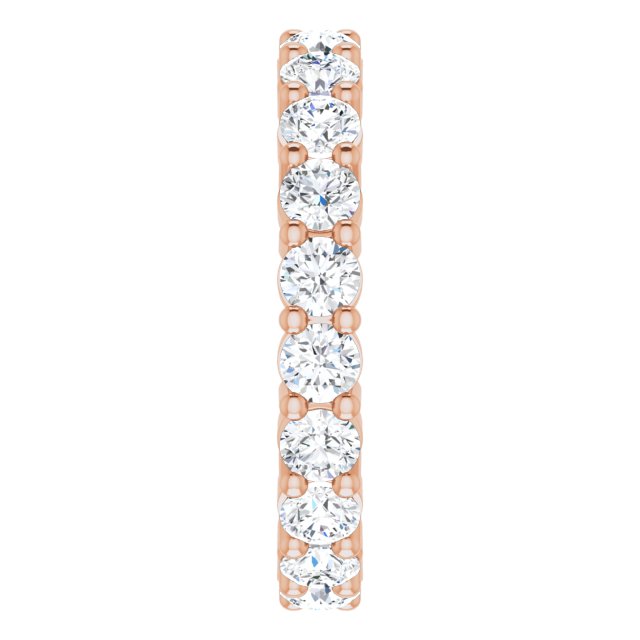 10K Gold Round Lab-Grown Diamond Shared-Prong Eternity Band – 3 mm Stones - Rose Gold - view 4