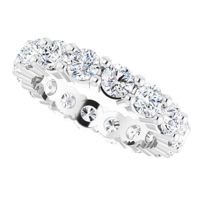 10K Gold Round Natural Diamond Shared-Prong Eternity Band – 3.75 mm Stones - White Gold - view 5