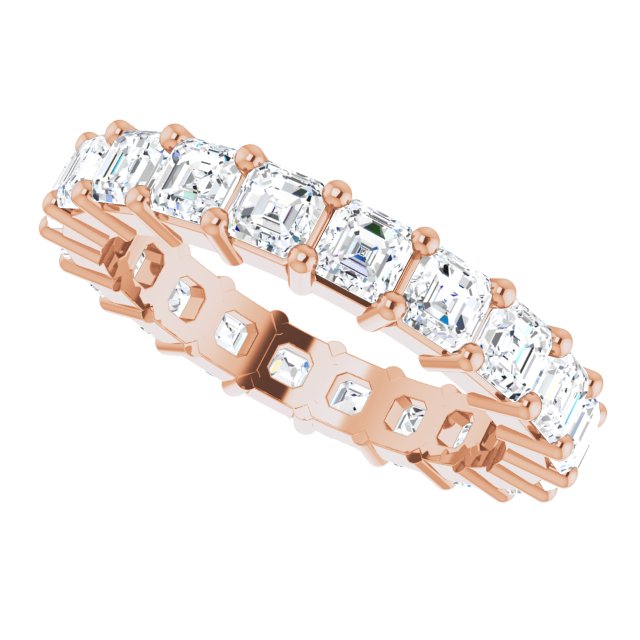 14K Gold Asscher Lab-Grown Diamond Shared-Prong Eternity Band – 3x3 mm Stones - Rose Gold - view 5