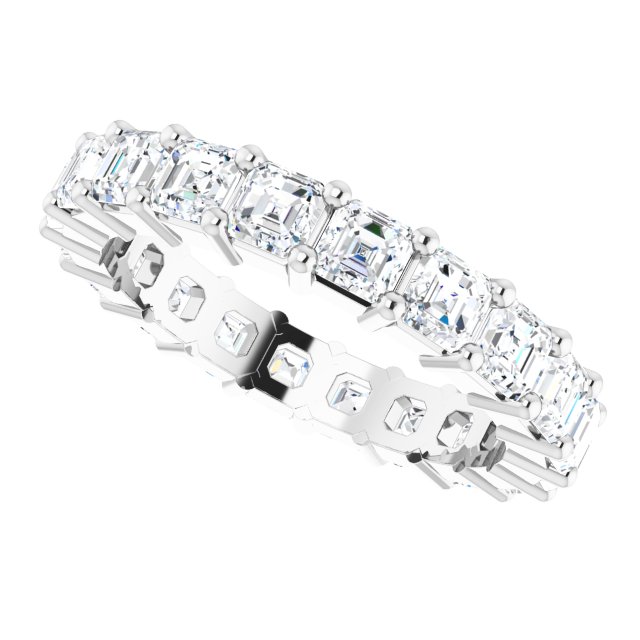 Platinum Asscher Lab-Grown Diamond Shared-Prong Eternity Band – 3x3 mm Stones - view 5