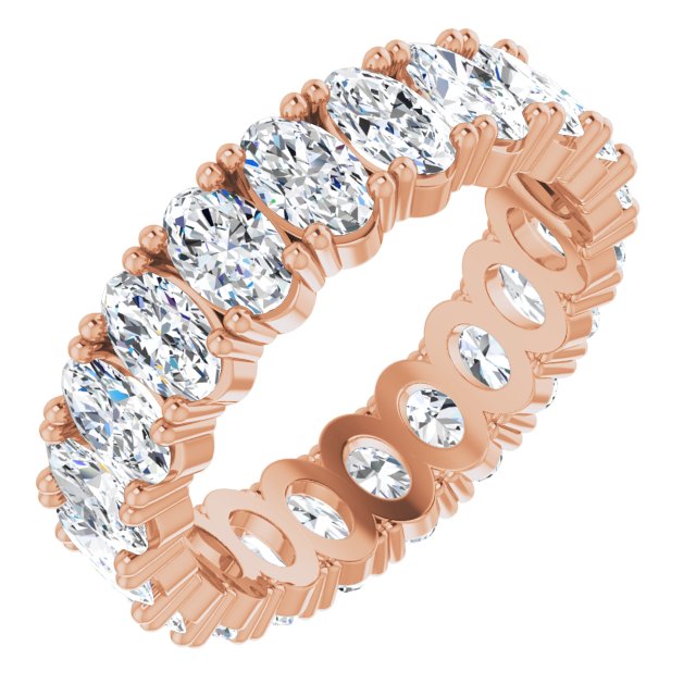 14K Gold Oval Lab-Grown Diamond Shared-Prong Eternity Band – 5x3 mm Stones - Rose Gold